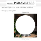 30cm Diameter Solar Globe Post Lights Lamp Post Light Fixture Modern Pillar Outside Lighting Auto V1107-124-76683-WHT-30CM