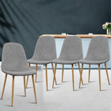 Artiss Dining Chairs Set of 4 Linen Curved Slope Grey MO-DIN-01-LI-GYX4