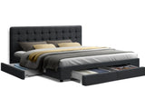 Artiss Bed Frame Double Size with 4 Drawers Grey AVIO BFRAME-F-AVIO-D-CHA-ABC