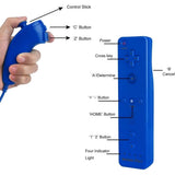 Wii Controller,Wii Remote Controller and Nunchuck Joystick ,Silicone Case and Wrist Strap for V1366-AZ2-W-11299