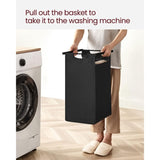 VASAGLE Laundry Basket with Shelf and Pull-Out Bags Rustic Brown and Black V227-9101402100471