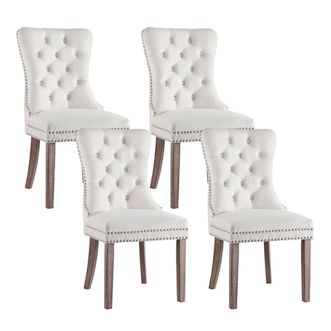 1 Set of 4 Artiss Dining Chairs Beige Velvet UPHO-C-DIN-1061-BGX4