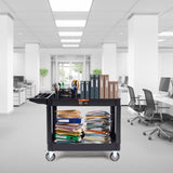 Utility Service Cart, 2 Shelf 550LBS Heavy Duty Plastic Rolling Utility Cart with 360&deg Swivel Wheels V952-DXSLSYTCDXCD2ZRGNV0