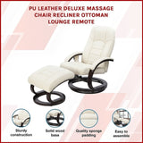 PU Leather Deluxe Massage Chair Recliner Ottoman Lounge Remote V63-771965