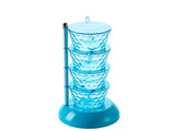 Kitchen Seasoning Bottles Boxes Plastic Frame Rotating Condiment Storage Rack-Light Blue 4 Layers V1263-JX-278