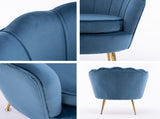 Armchair Padded Lounge Chair Accent Velvet Shell Scallop NAVY BLUE V274-FT-VAC-1596-NV