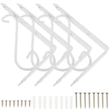 4 Pcs White Metal Wall Mount Shelf Brackets with Calpboard Support for Bookrack, Sturdy Metal V1369-AZ3-W-20099
