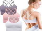3 Pcs Strappy Sports Bras for Women Crisscross for Yoga Running Support Yoga Bra Padded Workout Bras V1258-DP02-C-2221