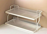 Two-Tier Kitchen Storage Rack Organizer in White with Removable Trays, 30.5x12.2x20.3cm LSB-59221