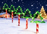 Solar-Powered Christmas Tree Stake Lights with Red-White Spiral Poles, Emitting a Warm White Glow V1341-ZY-WC7YRHVX-GREEN-2PCS