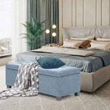 Storage Ottoman Stool 102cm Fabric LIGHT GREY BLUE V274-FT-GQ003-LGY