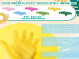 12 Pcs Hawaiian Plastic Tablecloths 54 x 108 Inch Disposable Rectangle Waterproof Table Cover for V1259-DP01-A-1175
