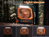 Four Function Solar Camping Fan with LED Light and Compass, Rechargeable Portable Tent Fan with 4 V1189-LC-AMZ-00095