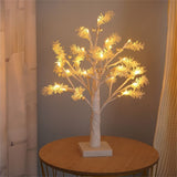 Lighted Birch Tree 18 Inch - LED Fairy Light Spirit Tree with Green Leaves for Indoor Decor, V1366-AZ2-W-16654