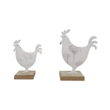 Set 2 Dad & Son French Country Roosters on Base 19cm V637-52409RST