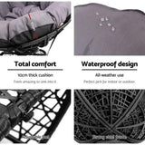 Gardeon Outdoor Lounge Setting Furniture Wicker Papasan Chairs Table Patio Black ODF-PAPASAN-TBCHX2-BK