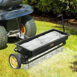 Broadcast Spreader, 100 LB Tow Behind Poly Drop Spreader with 10" Wheels, Steel Spike Aerator, V952-QYSSBJ100LBSBIQCOV0