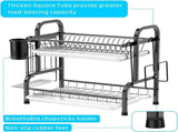Stainless Steel 2-Tier Dish Drying Rack with Utensil Holder, Cutting Board Holder and Dish Drainer V178-84442