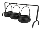 Witch Cauldron Set 3 Candy Serving Bowls Plastic Witch Cauldron On Rack Party Decoration V1294-YM0901-3118240197211
