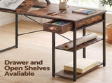 Artiss Computer Desk Drafting Drawing Table Tiltable Top Rustic Brown 108cm MET-DESK-26137-RB