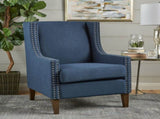 Cecilia Classic Studded Dark Blue Wingback Club Armchair V1041-JSF-5061DARKBLUE