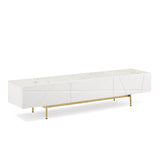 TV Cabinet MDF Glossy Storage Drawers Metal Base Entertainment Unit V43-TVC-AMLA