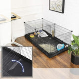 SONGMICS 3 Doors Pet Playpen with Divider Panel and Floor Mat Black V227-8498641000470
