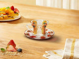 Vintage Style Tea Glasses and Cups with Handles, Elegant Drinkware and Bar Glassware for Serving V1369-AZ3-W-22490