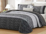 Grey Stripe Plaid Dream Bedspread Coverlet 3 Piece Set V745-AC080917Q13U