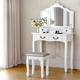 Artiss Dressing Table Stool Set Foldable Mirror White DRESS-C-3MIR-4D-WH