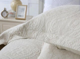 100% Cotton Embossed Ivory Floral Grace Coverlet Bedspread Set V745-MMPAC061118Q13U