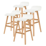 4X Wooden Bar Stool Dining Chair Leather SOPHIA 65cm WHITE V274-FT-WBSPU-75WH4