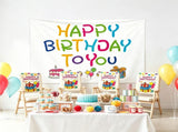5 pcs Birthday Party Decoration Set - Happy Birthday Backdrop Banner with 4 pcs Chair Covers, V888-ELOSUNG53135
