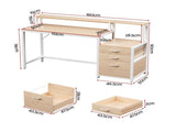 Artiss Computer Desk Home Office Study Table Desks w/Drawers Open Shelf Oak 160CM FUR-U-CD-MET160-OA-AB