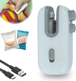Mini Bag Sealer, 4 in 1 Bag Cutter and Sealer, USB Rechargeable, Portable, Blue V1258-DP02-C-2507