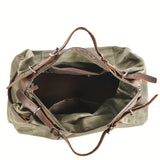 Retro Waxed Canvas Travel Bag, Large Capacity, Waterproof & Wear-Resistant, Crazy Horse Leather V1232-LYBDJB-003