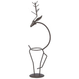 Deer Shape Wrought Iron Plant Stand Transparent Glass Hydroponic Plant Vase for Living RoomType A V1294-YM0710-3111210273511