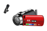 4K Video Camera Camcorder 64MP Vlogging Camera With 28X Digital Zoom for YouTube - Red Pro Version V1263-JX-6747-3