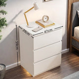 Modern Nightstand Warm White Triple Drawer Finger Pull Geometric Clean Lines V360-ZC-FNBT0052-WT-3D-47