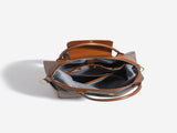 Retro Nylon Backpack PU Leather Color-Block / Packable & Lightweight / 14-inch Laptop Compartment / V1232-TQDNB-001