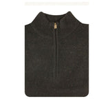 100% SHETLAND RAGG WOOL Half Zip Up Knit JUMPER Pullover Mens Sweater Knitted - Plain Black - M V563-SW-HZ-FBK99B-M
