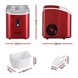 Devanti Ice Maker Machine 15kg Nugget Chewable Ice Cube IM-ZB15N01-RED