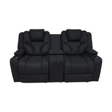 Electric Recliner Stylish Rhino Fabric Black Couch 2 Seater Lounge with LED Features V43-REC-ARN2RBL