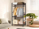 Rustic Wooden Clothes Garment Rail Open Hanging Display Shelf Shoe Rack Entryway V767-JJ-ZY728