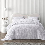 Bianca Ella White Cotton Chenille Floral Bedspread Set Double V442-BCA-BEDSPREAD-ELLA-WHITE-DS