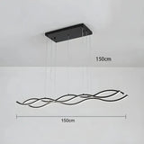 BAMDECOR A2569 1.5m Antizer Nordic Minimalist Wave Long Pendant Light V255-BAM-A2569-BLK
