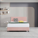 Linen Fabric Queen Bed Deluxe Headboard Bedhead - Pale Pink V63-839541