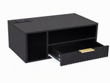 Artiss Floating Bedside Table with Charging Station Black Nightstand 1 Drawer FUR-S-BS-FLO-BK