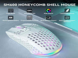SOLAKAKA SM600 Honeycomb Shell Gaming Mouse Wireless,white V1300-SM600-WHITE