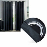 Emporio Hudson Pair of Coated Back Blockout Eyelet Curtains 137 x 213cm each Black V442-BZO-CURTAIN-HUDSONEYELET-BLACK-RE